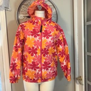 L L bean Flower power hooded wind breaker rain jacket